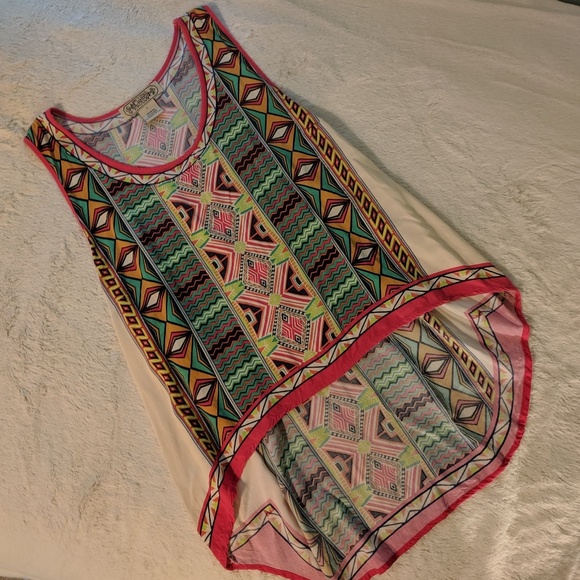 Flying Tomato Tops - Flying Tomato High Low Aztec Print Tank